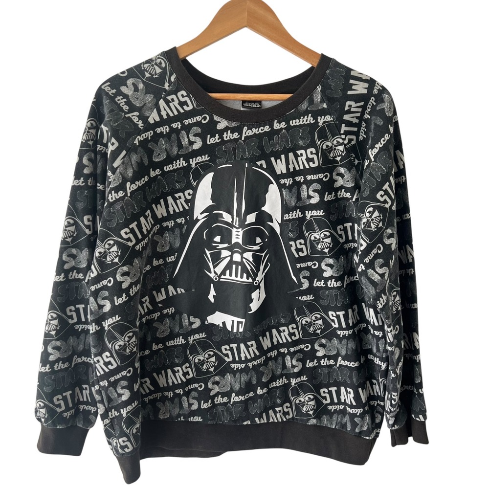 Star Wars Darth Vader Sweatshirt Women's XXL Black All Over Graphic Pullover